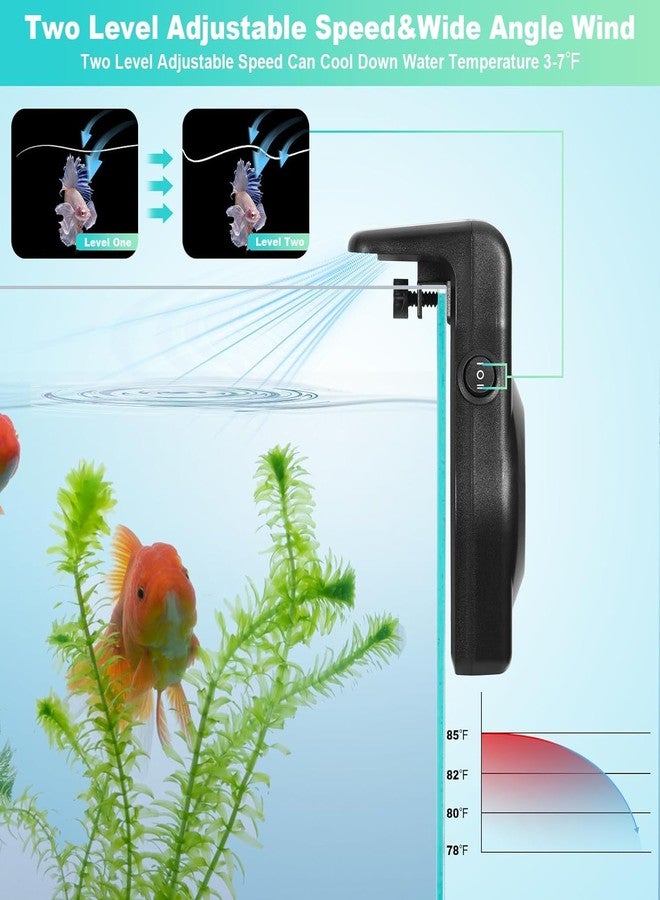 Vayinato RS-331 | 2.2W | Suitable for 20-40cm Tank Hang On Noiseless Aquarium Cooling Fan - 2 Wind Speed Adjustable Cooling Fan Fish Tank Cold Wind Chiller - Image 2